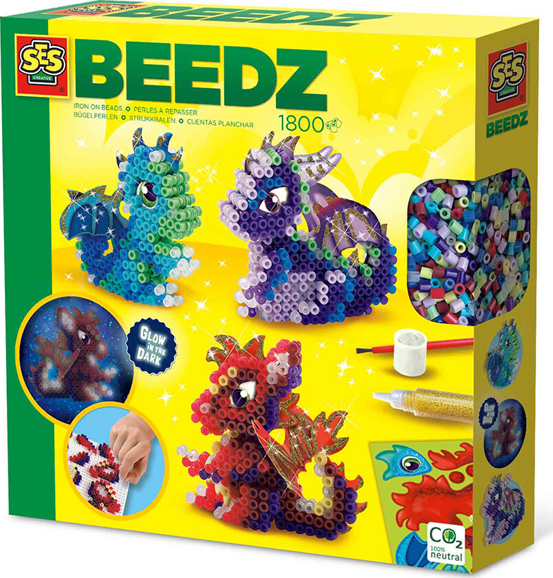 Perler Og Perleplade Sæt - 3d Drager - Ses Creative - Beedz