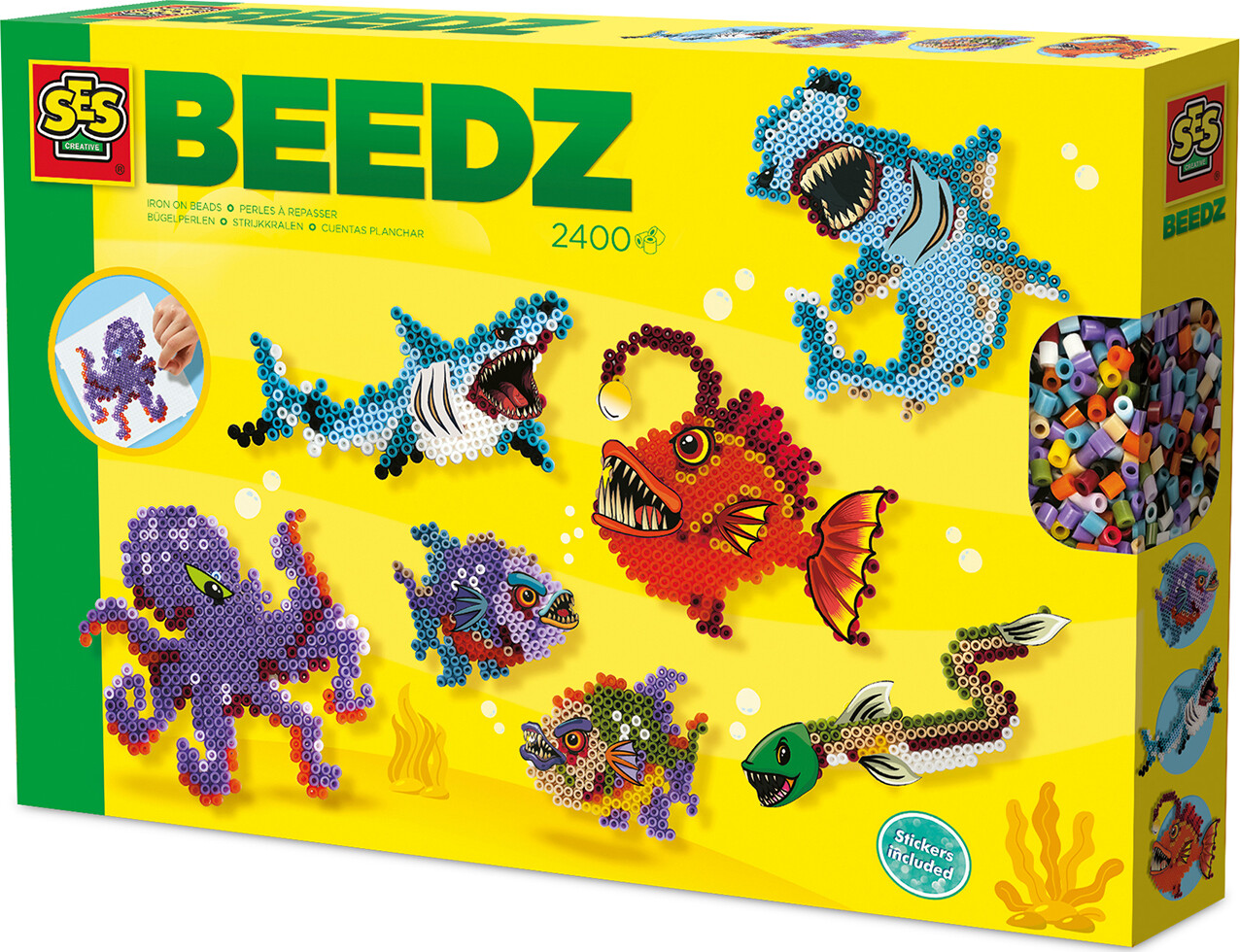 Perler Og Perleplade Sæt - Havets Skrækdyr - Ses Creative - Beedz