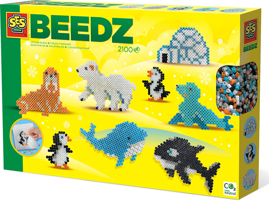 Perler Og Perleplade Sæt - Polardyr - Ses Creative - Beedz