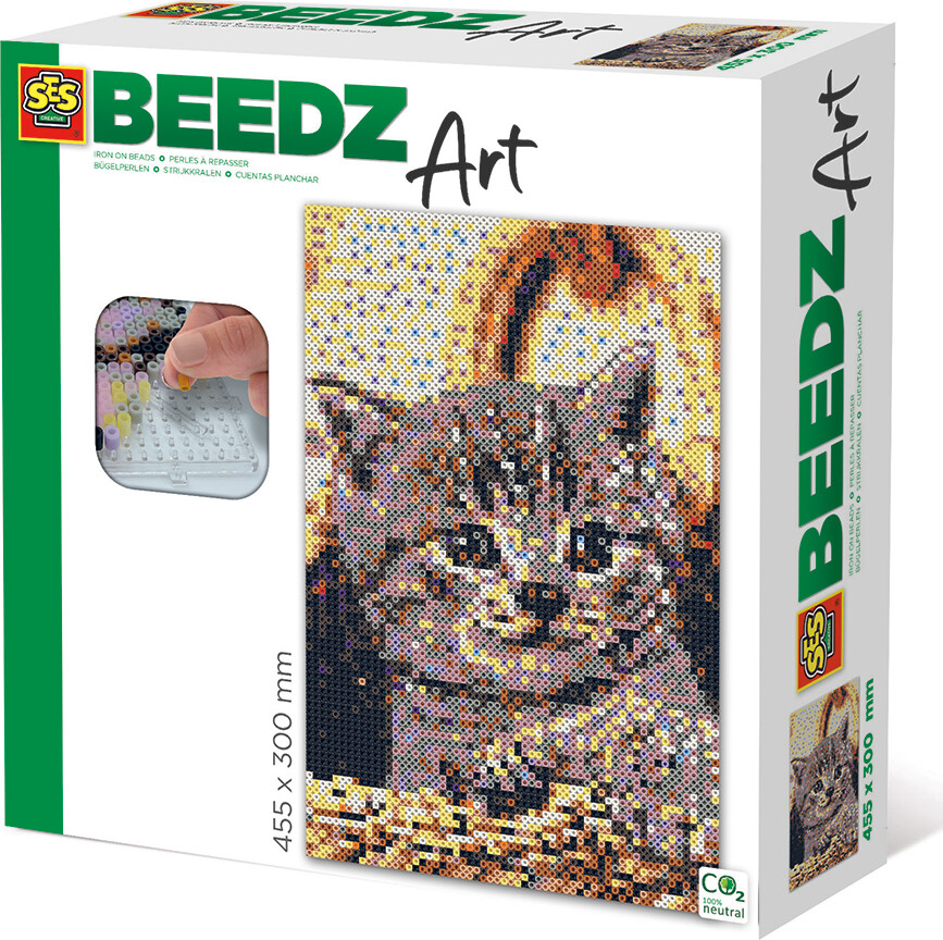 Perler Og Perleplader Sæt - Kat - Ses Creative - Beedz Art