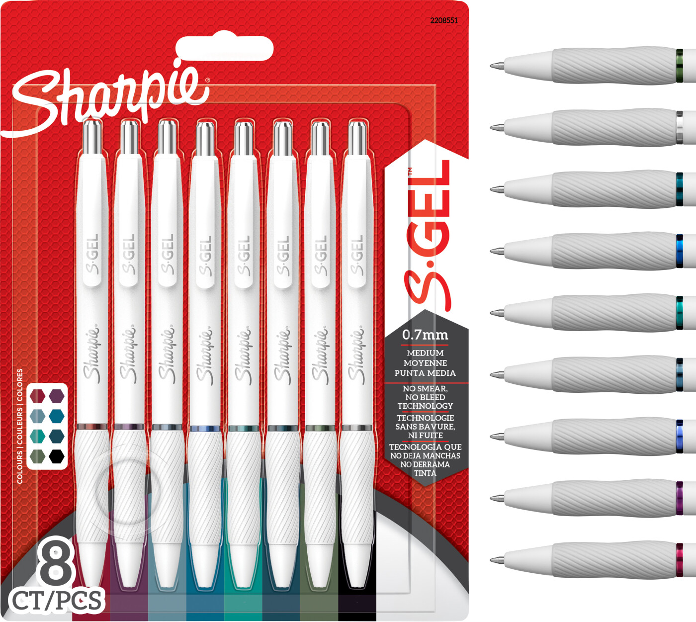 Sharpie - S-gel Gelpenne - Assorterede Blækfarver - 8 Stk