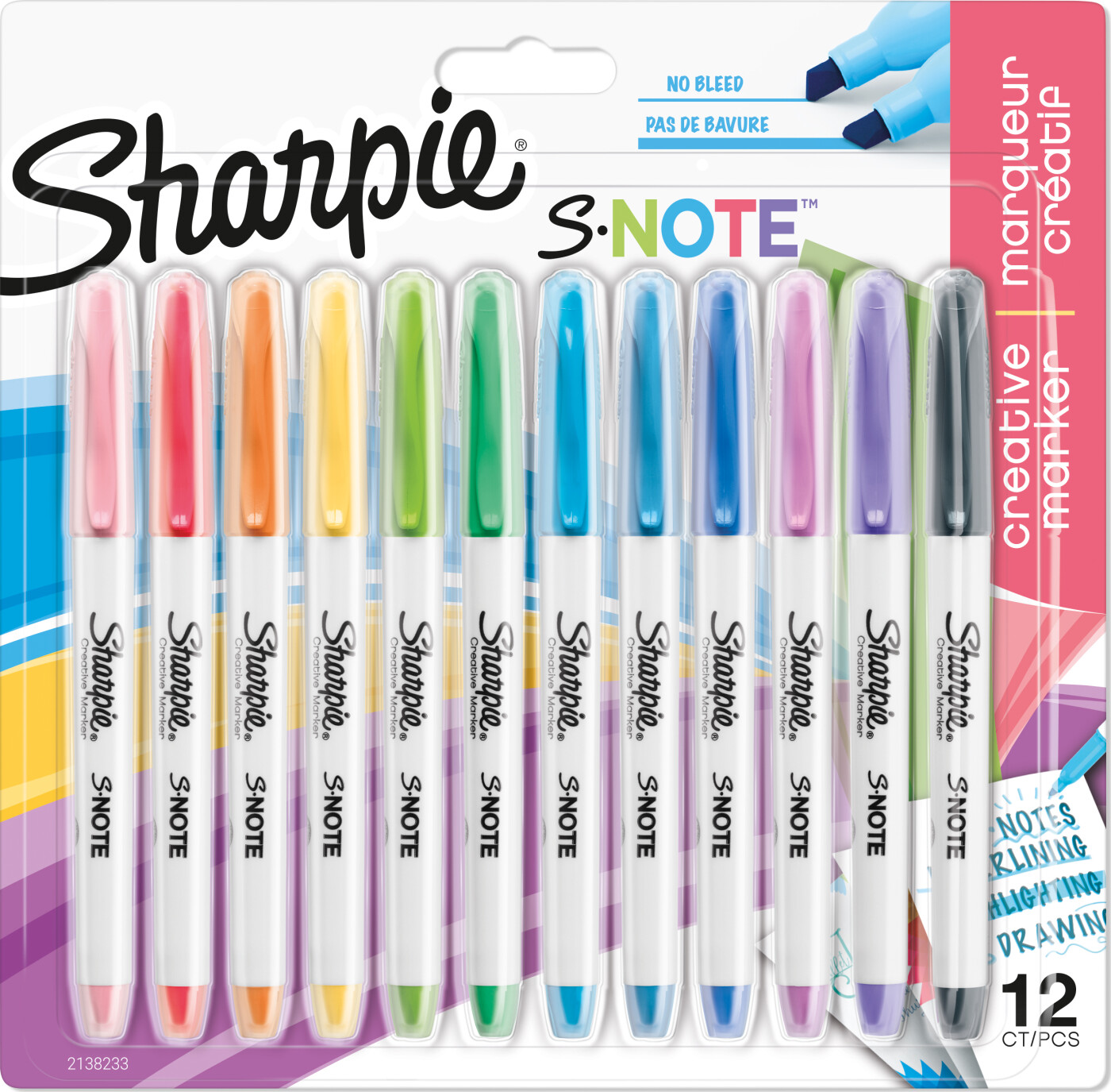 Sharpie - S-note Alsidig 2-i-1-spids (12 Styk)