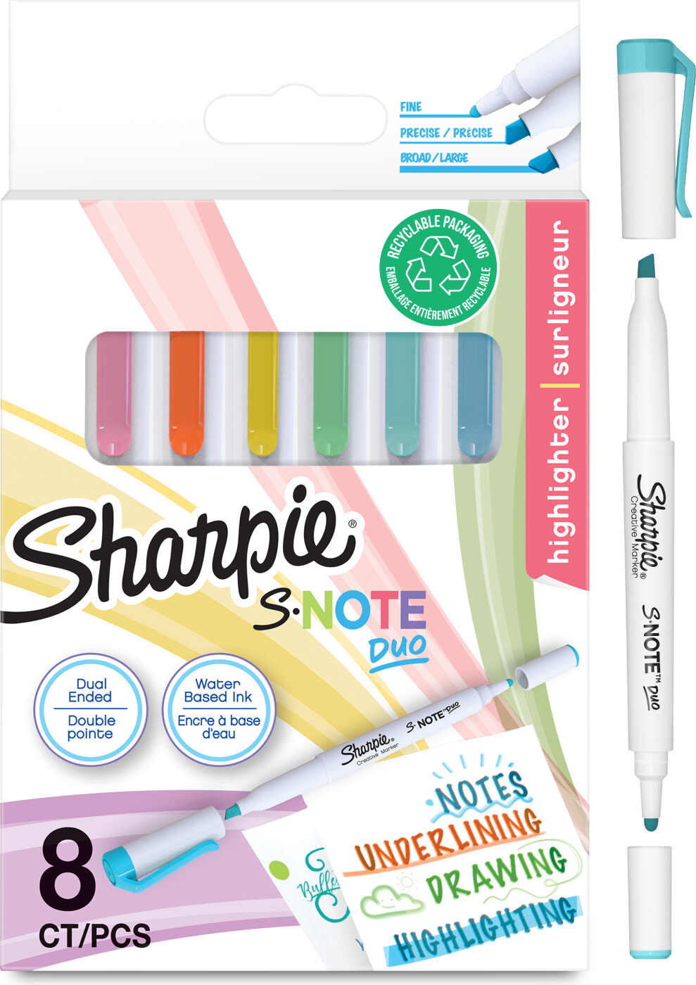 Sharpie - S-note Duo Overstregningstuscher (8 Stk)