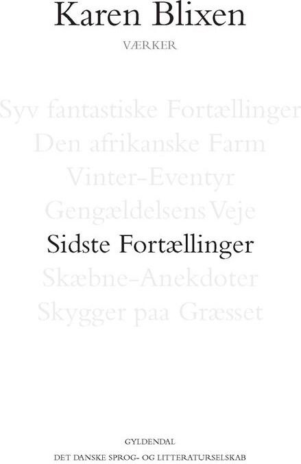 Sidste Fortællinger - Karen Blixen - Bog