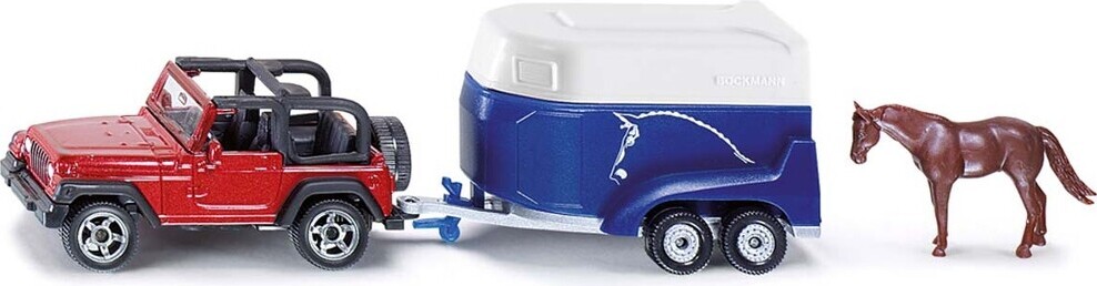 Siku 1651 - Jeep Legetøjsbil Med Hestetrailer - 1:87