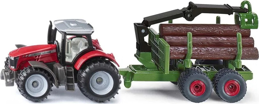 SIKU Massey Ferguson With Forestry Trailer