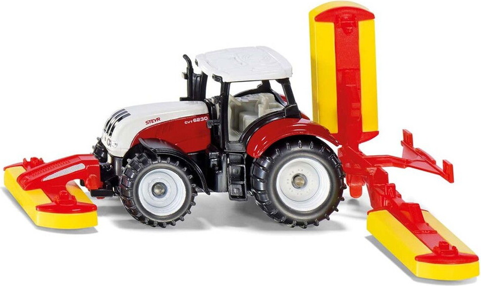 Siku 1672 - Steyr Traktor Med Pöttinger Græsslåmaskine - 1:87