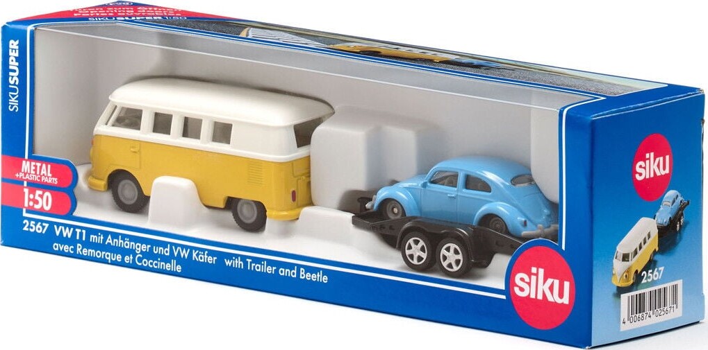 Siku 2567 - Vw T1 Legetøjsbil Med Trailer & Vw Beetle - 1:50