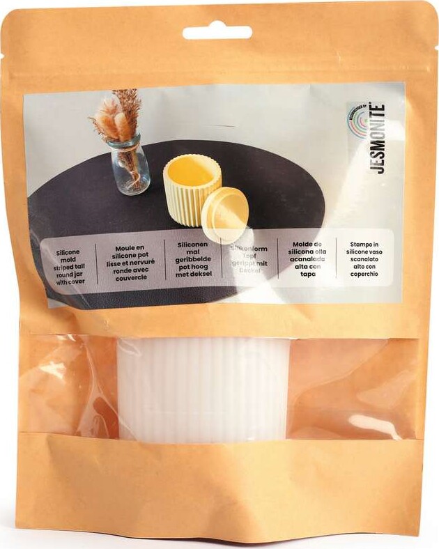 Jesmonite - Form - Silikone - Rillet Beholder Med Låg