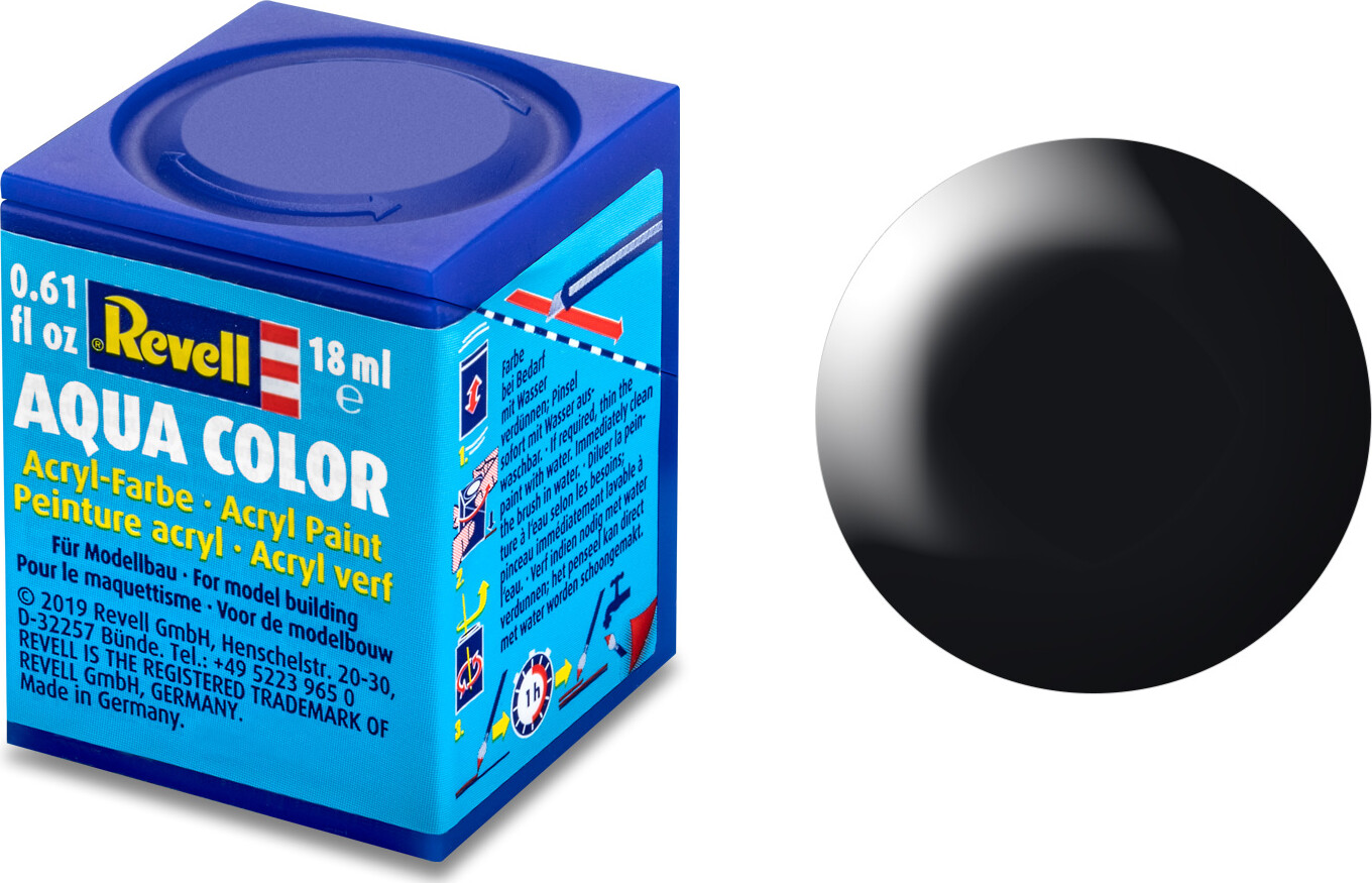 Se Revell - Maling - Aqua Color Silk Black Acrylic - Ral 9005 - 18 Ml - 36302 hos Gucca.dk