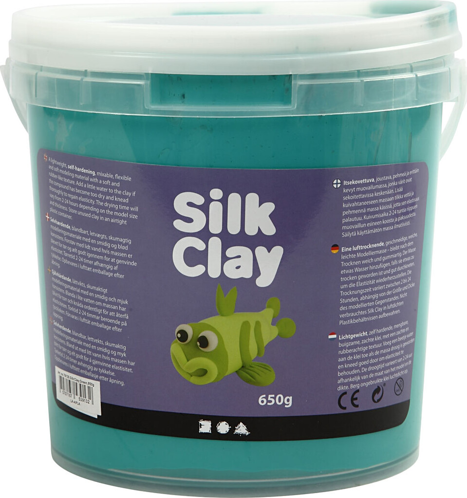 Silk Clay - Grøn - Modellervoks I Spand - 650 G