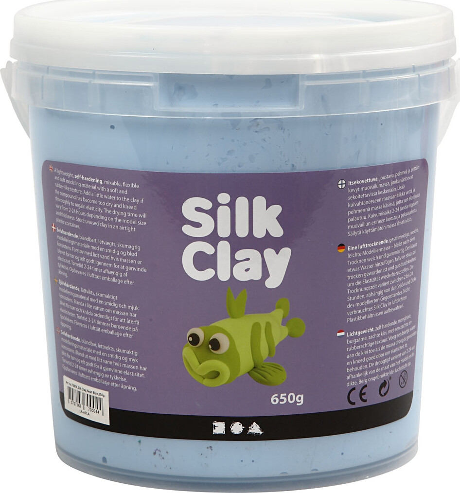 Silk Clay - Neon Blå -modellervoks I Spand - 650 G