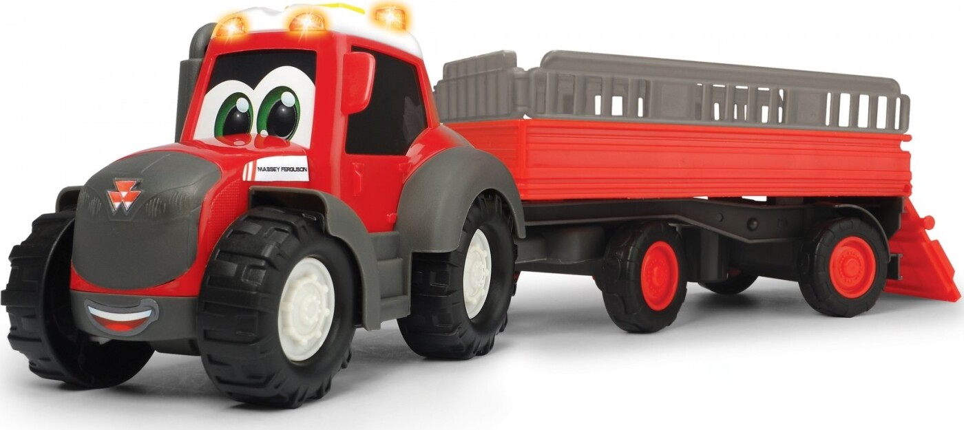 Se Abc - Traktor Massey Ferguson Med Trailer Til Dyr - Dickie Toys hos Gucca.dk