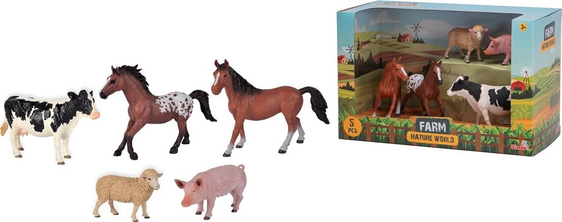Farm - Nature World - Bondegårdsdyr Legetøj Sæt - Simba Toys