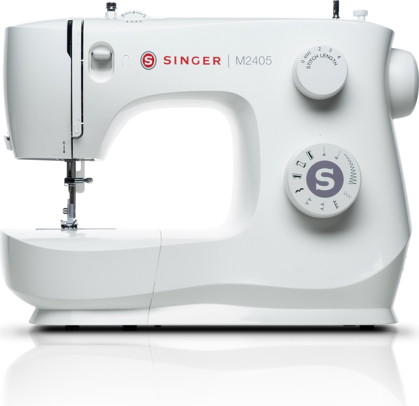 Singer M2405 - Symaskine - 8 søm - 1 fire-trins knaphul