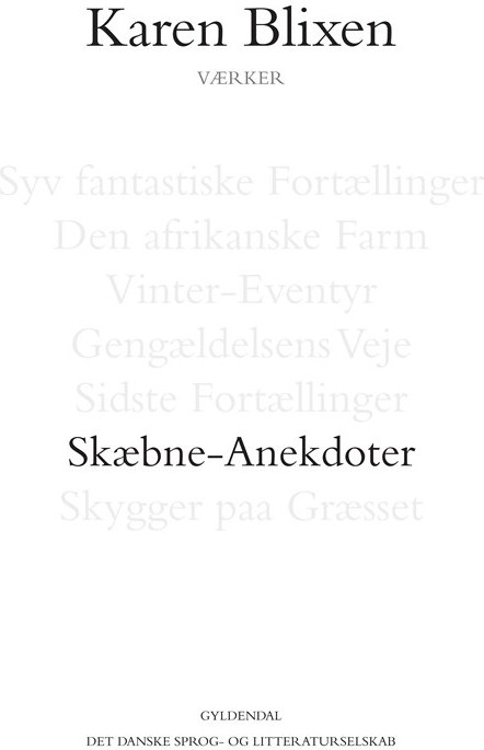 Skæbne-anekdoter - Karen Blixen - Bog