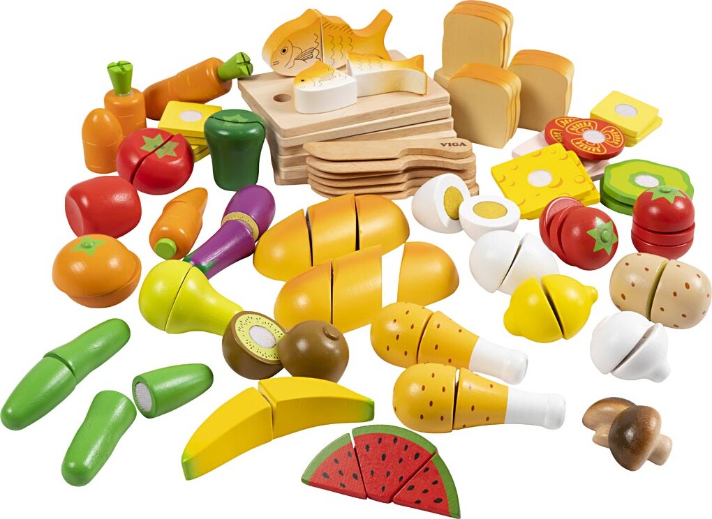 Legemad - Frugt, Grøntsager, Brød, Pålæg - Træ - 99 Dele - Viga