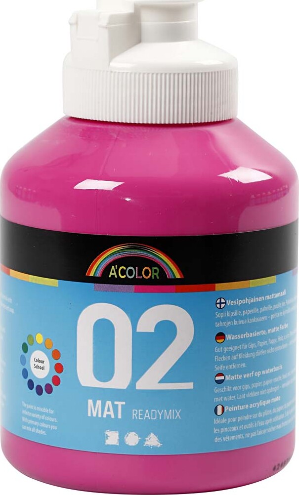 Se A-color - Skole Akrylmaling - Mat - Pink - 500 Ml hos Gucca.dk