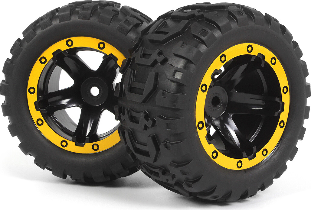Slyder Mt Wheels/tires Assembled (black/yellow) - 540260 - Blackzon