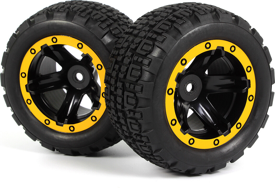 Slyder St Wheels/tires Assembled (black/yellow) - 540261 - Blackzon
