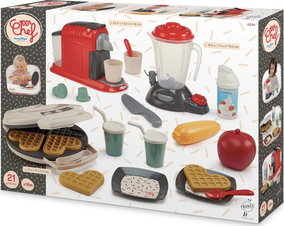 Legemad Sæt I Plastik - 21 Dele - Ecoiffier 100% Chef