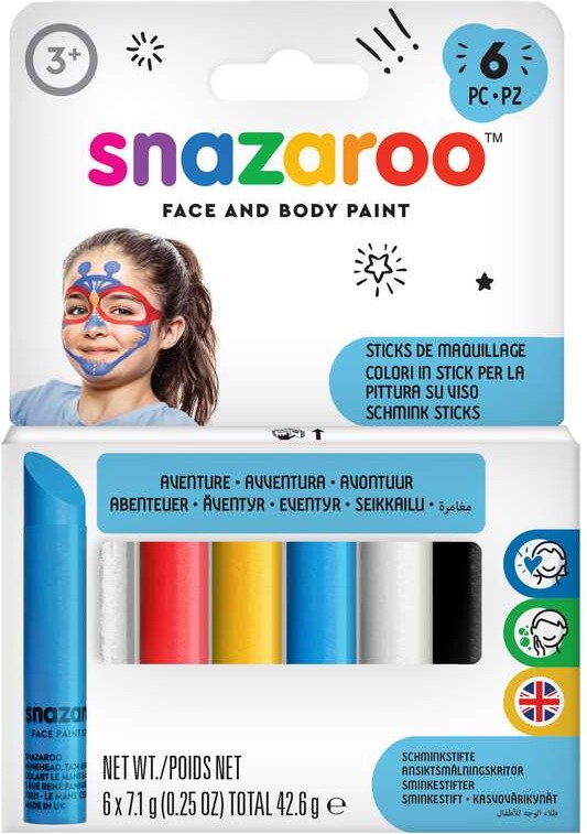 Snazaroo - Ansigtsmaling Stifter - Blå - 6 Farver billede
