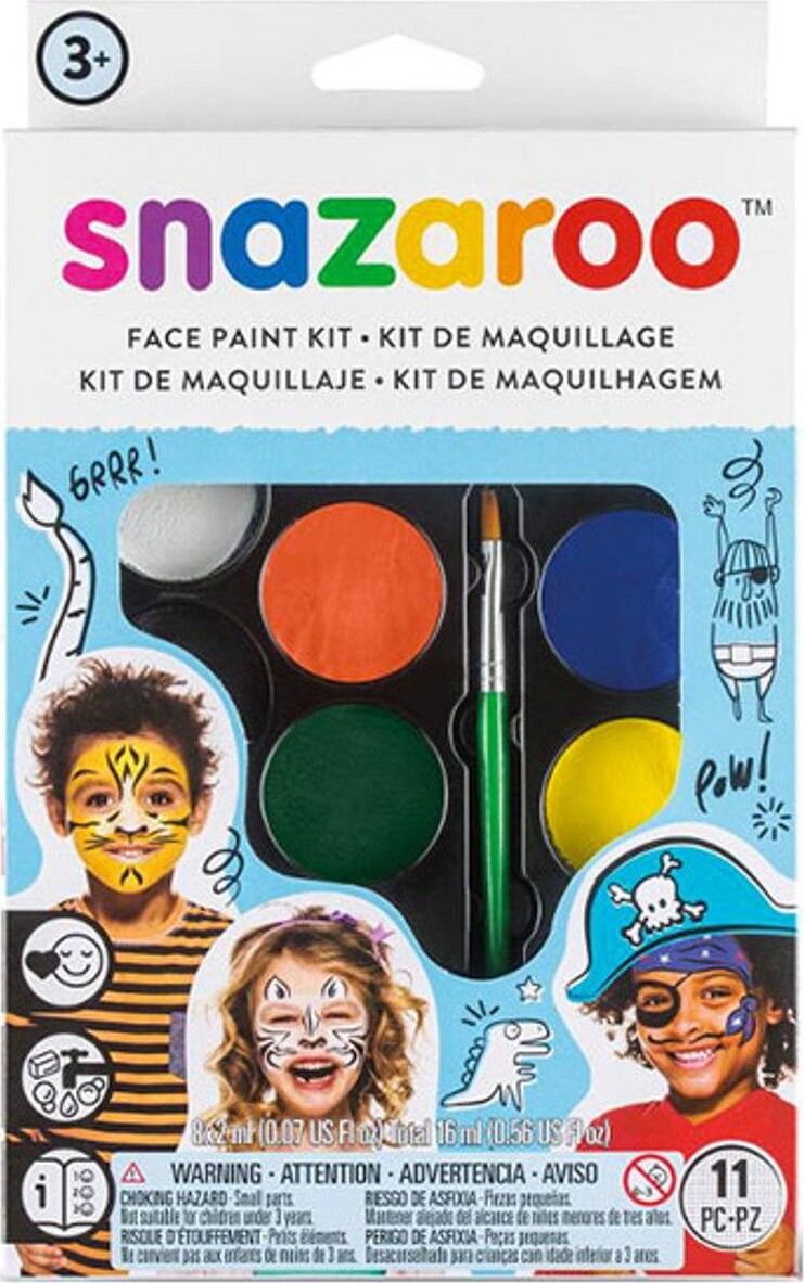 Snazaroo - Ansigtsmaling Sæt Med 10 Farver Og Idéhæfte - Blå