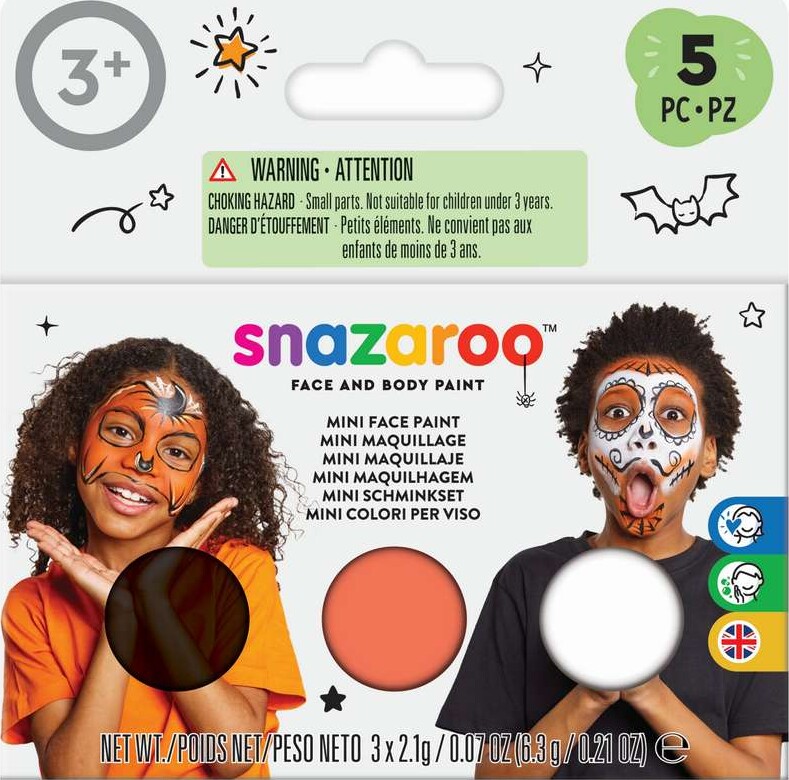 Sminkefarvesæt Halloween, Dødsdag & Græskar 3x2,1g - 1172274 - Snazaroo