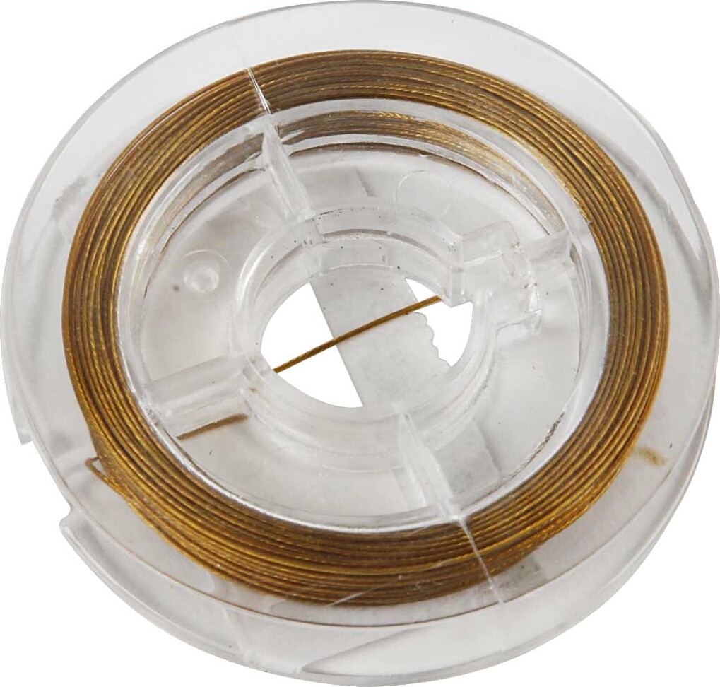 Smykkewire, tykkelse 0,38 mm, guld, 10 m/ 1 rl.