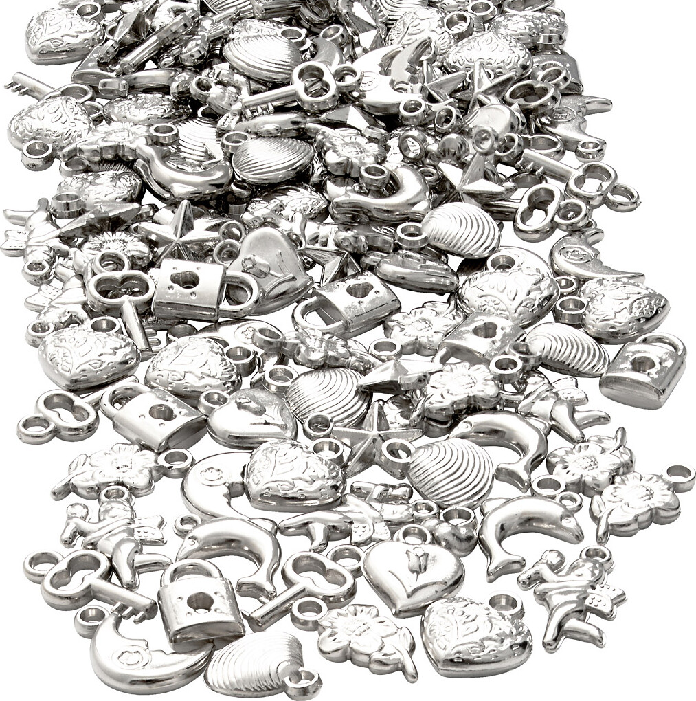 Sølvcharms - Str. 15-20 Mm - Hulstr. 3 Mm - 80 G billede