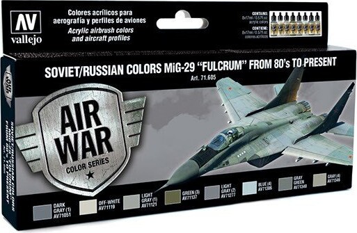 Vallejo - Model Air Maling Sæt - Soviet & Russian Mig-29 - 8x17 Ml