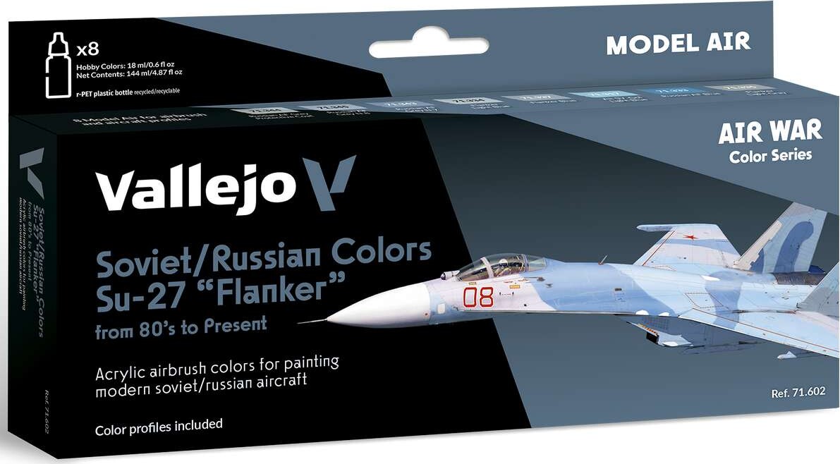 Vallejo - Model Air Maling Sæt - Soviet & Russian Su-27 - 8x17 Ml