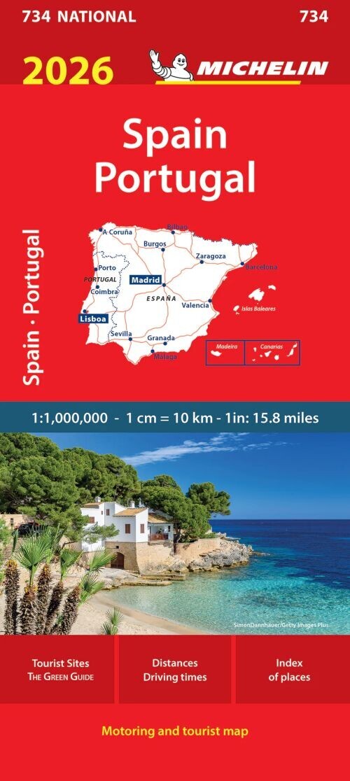Michelin Kort - Spain & Portugal 2026, National Map 734 - English book