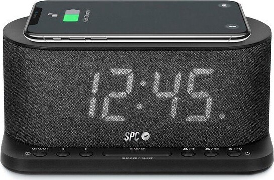 Spc - Clockradio Med Trådløs Qi Oplader Og Alarm - 4582n - Sort