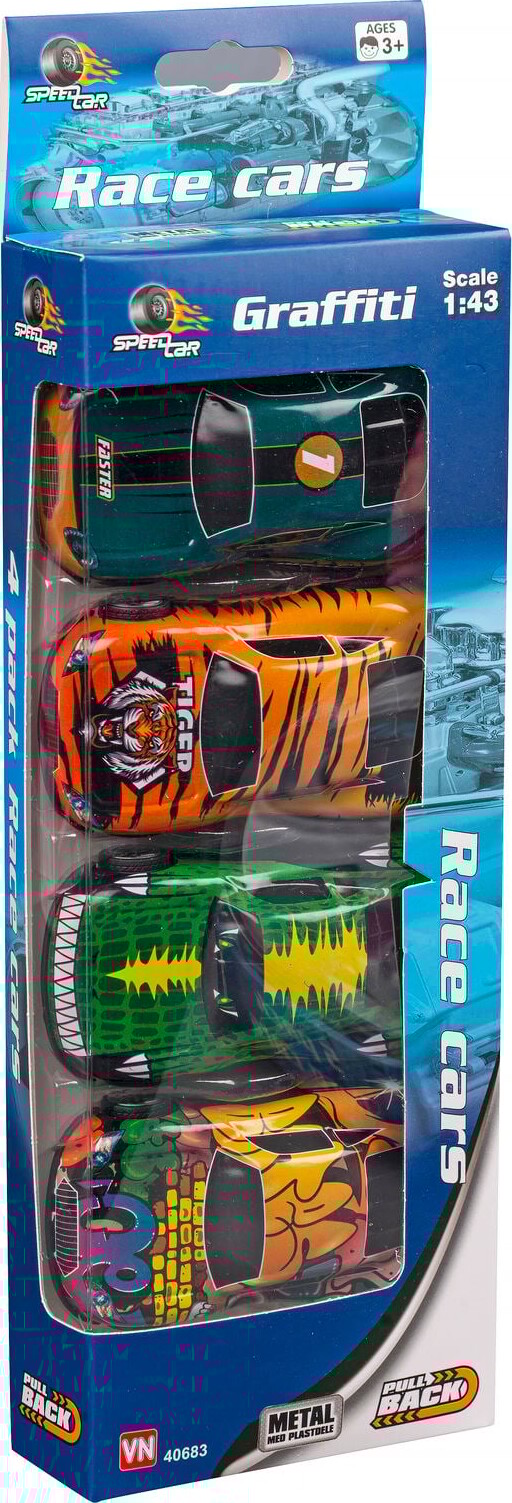 Speed Car - Pullback Graffiti Cars 1:43, 4-pack (40683)