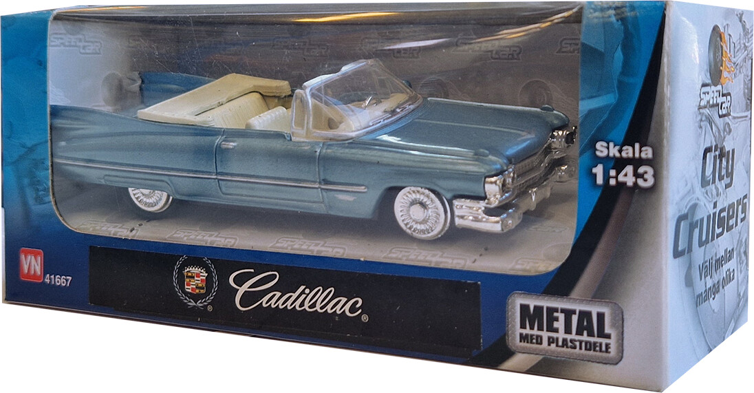 Speedcar Bil 1:43 I Metal - Blå Cadillac