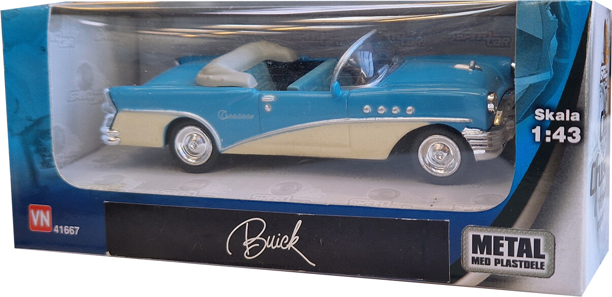 Speedcar Bil 1:43 I Metal - Blå Og Hvid Buick