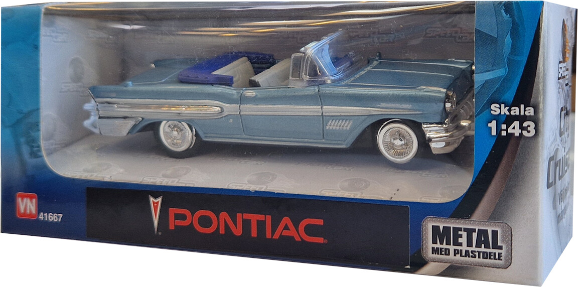 Speedcar Bil 1:43 I Metal - Blå Pontiac