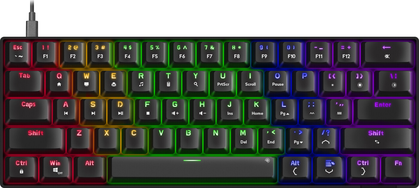 Speedlink - Atmos Rgb Rainbow Mechanical 60% Gaming Keyboard With Brown Switches, Black - Us Layout