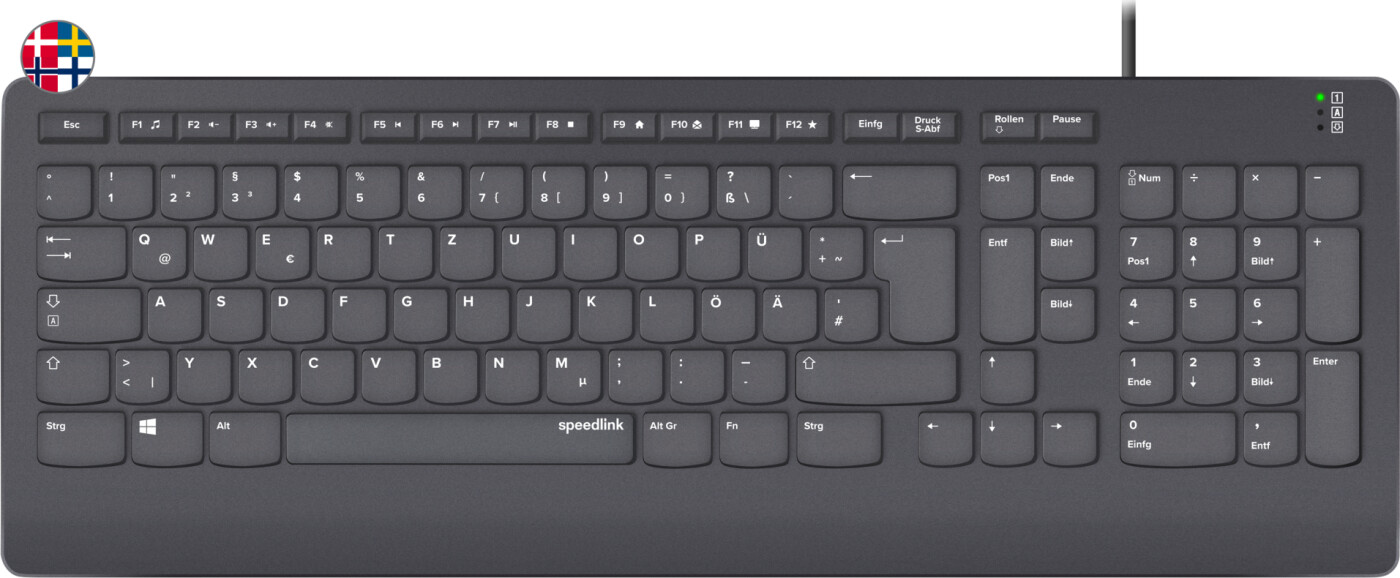 Speedlink - Hi-genic Antibacterial Keyboard, Black - Nordic Layout