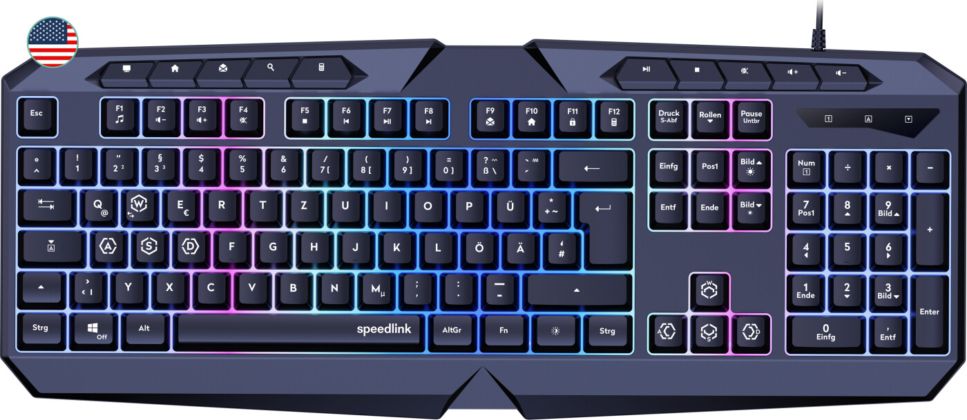 Speedlink - Ludicium Rgb Rainbow Gaming Keyboard, Black - Us Layout