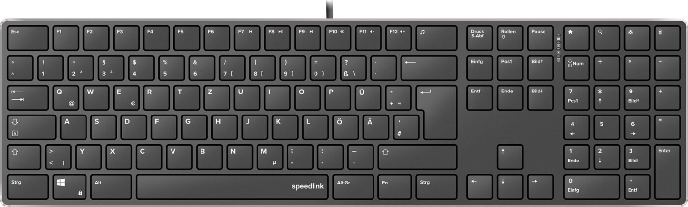 Speedlink - Riva Slim Metal Scissor Keyboard, Black - De Layout