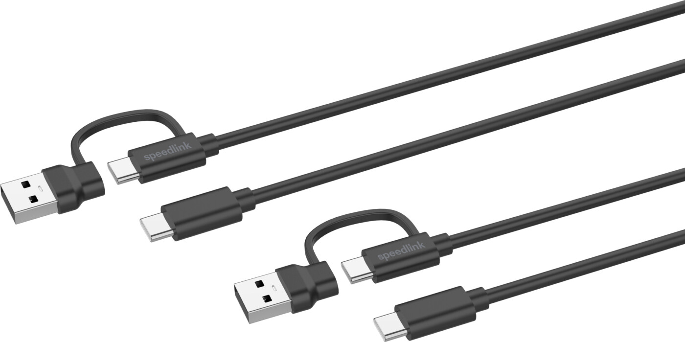 Speedlink - Stream Play & Charge Usb-c/a To Usb-c Cable Set, Black