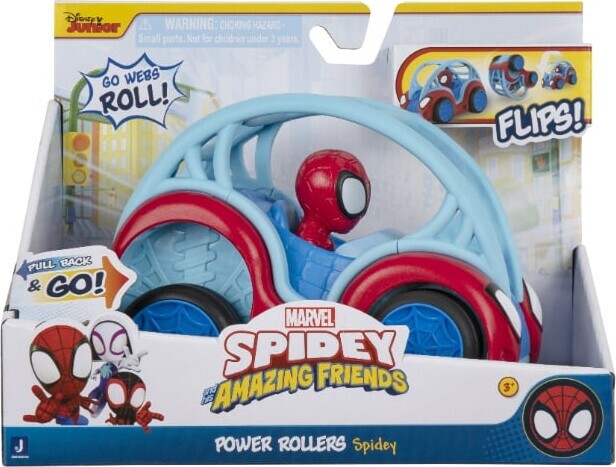 Marvel Spidey Legetøj - Power Rollers Køretøj - Pull Back - 15 Cm - Jazwares