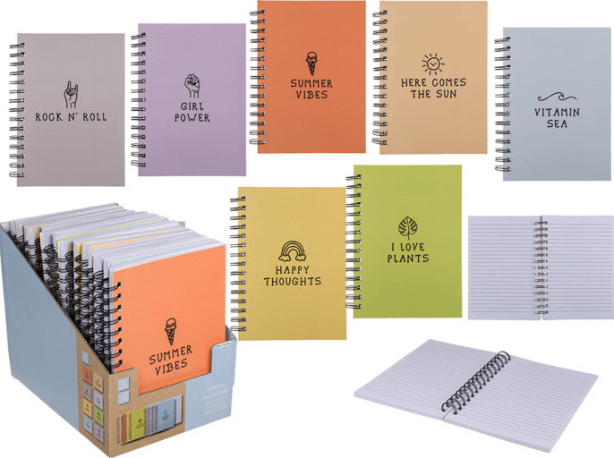 Notesbog Med Spiralryg - A5 - Linjeret - 107 Sider - Overraskelsesfarve