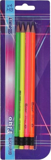 4 Blyant Med Viskelæder Neon - Spirit