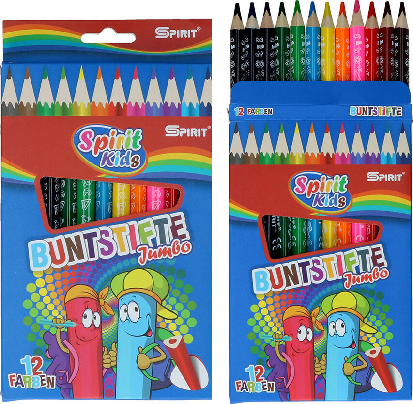 Jumbo Farveblyanter Til Børn - 12 Stk. - Spirit
