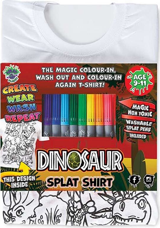 Billede af Splat Planet - T-shirt Farv Og Vask Af - 10 Tuscher - 5-6 år - Dinosaurus