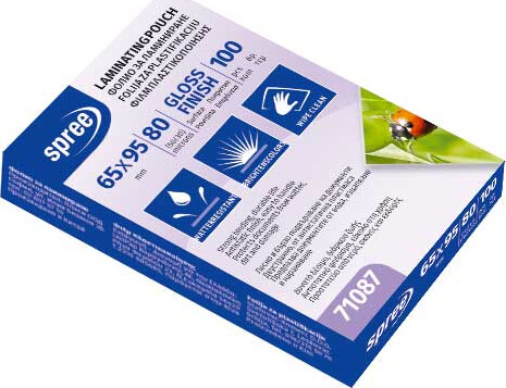 Lamineringslommer - 65x95 Mm - 80 My - 100 Stk. - Spree