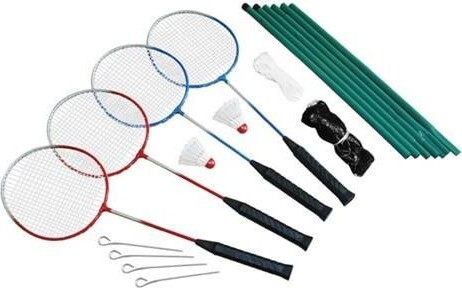 Badmintonsæt Til Haven - Net, Ketsjere, Fjerbold Og Stænger